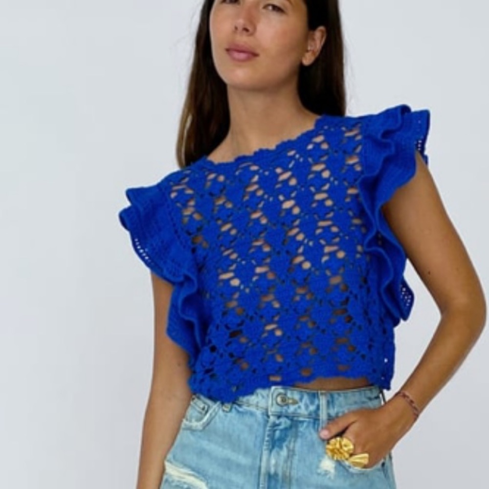 Blue crotchet top